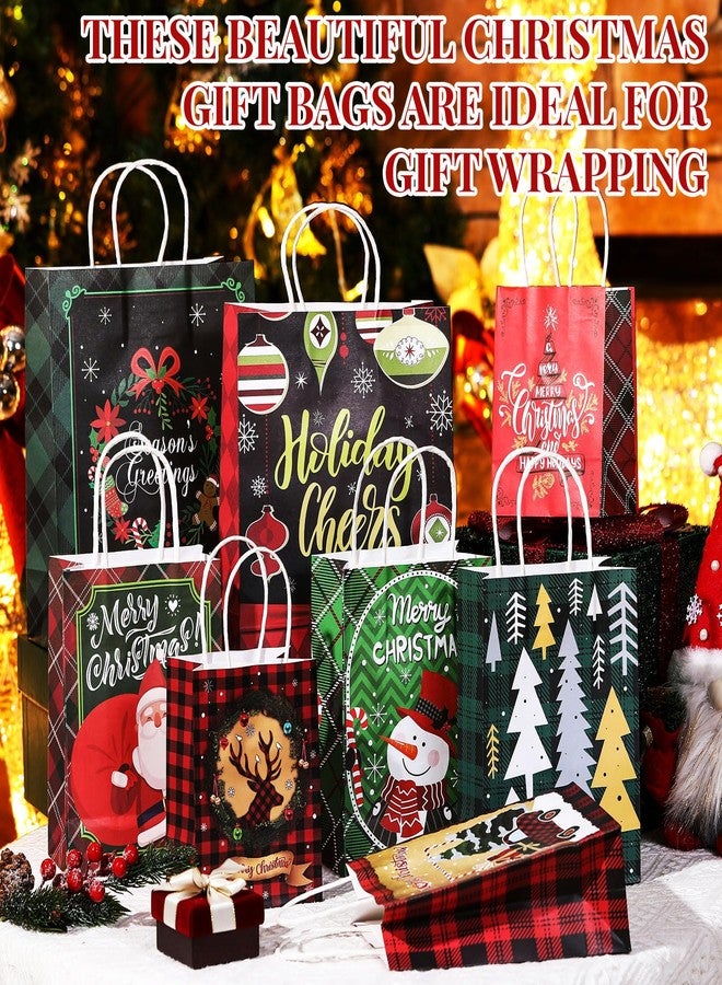 Cholemy 40 Pack Christmas Gift Bags with Tissue Paper Bulk Reusable Xmas Tote with Handles Kraft Goody Treat Bags for Xmas Wrapping Candy Goodie Party, 8 Styles(Small, Medium, Large) - Image 5